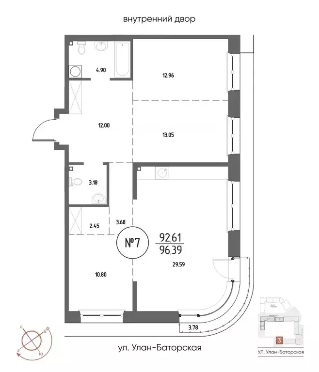 3-к кв. Иркутская область, Иркутск Макс жилой комплекс (96.39 м) - Фото 1