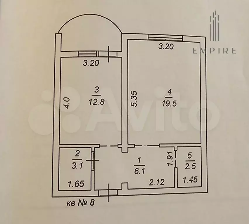 1-к. квартира, 44 м, 3/5 эт. - Фото 0
