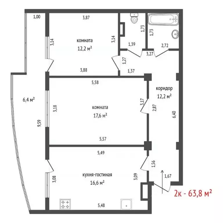 2-к кв. Свердловская область, Екатеринбург ул. Степана Разина, 122 ... - Фото 2