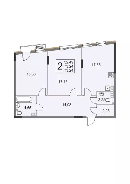 2-комнатная квартира: деревня Крюково, 6 (73 м) - Фото 0