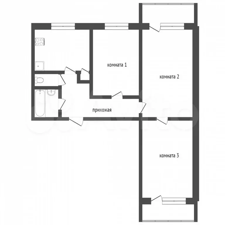 3-к. квартира, 61 м, 7/9 эт. - Фото 0