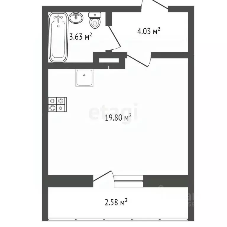 Студия Ярославская область, Ярославль 2-й мкр,  (30.05 м) - Фото 0