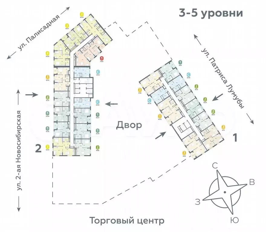 2-к. квартира, 62,7 м, 5/14 эт. - Фото 1