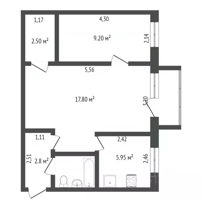 2-к кв. Бурятия, Улан-Удэ Солнечная ул., 31 (42.0 м) - Фото 1