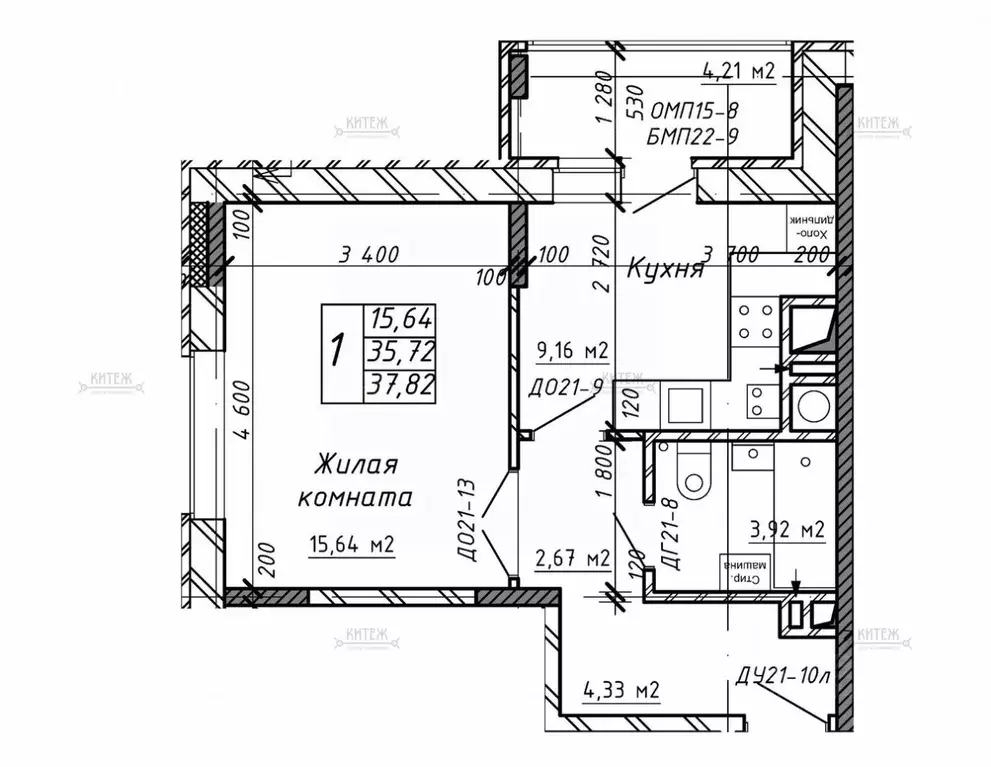 1-к кв. Калужская область, Калуга Азаровская ул., 40к4 (38.0 м) - Фото 2