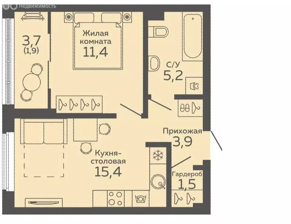 2-комнатная квартира: Екатеринбург, улица 8 Марта, 204Г/2 (39.4 м) - Фото 1