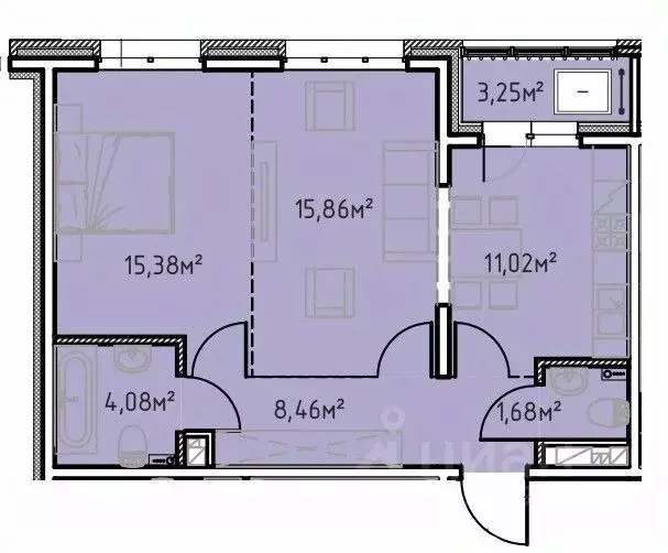 2-к кв. Иркутская область, Иркутск Иркутск-2 мкр, Зенит жилой комплекс ... - Фото 1