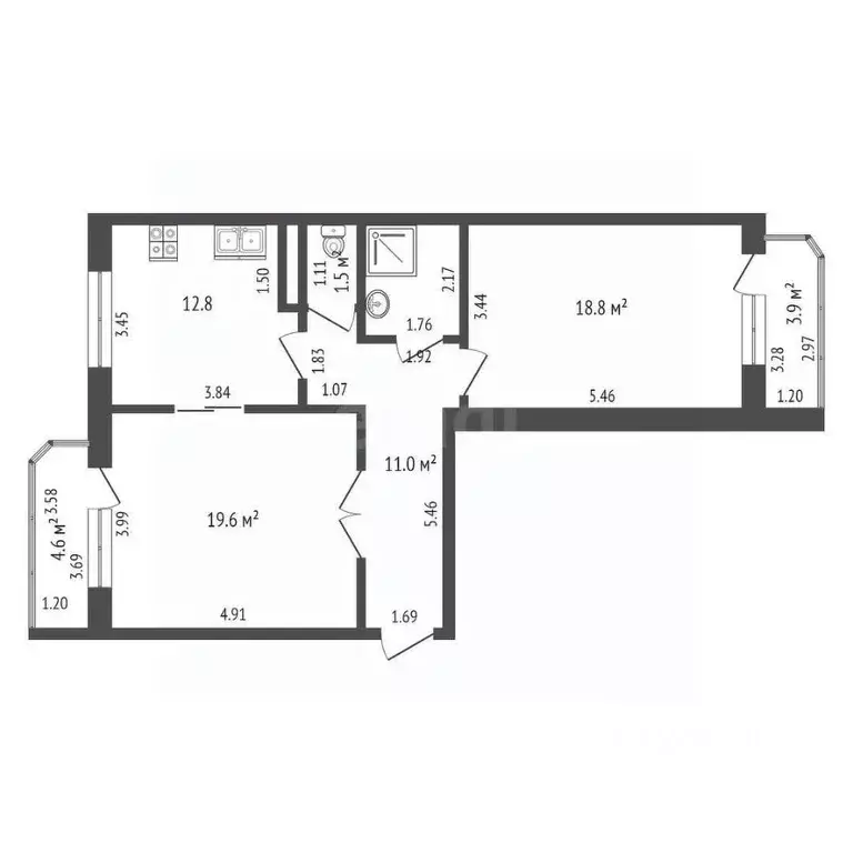 2-к кв. Краснодарский край, Краснодар ул. Александра Покрышкина, 4/5 ... - Фото 2