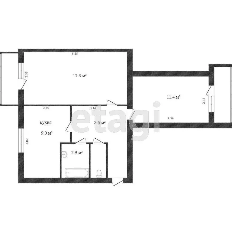 2-комнатная квартира: Ишим, Крымская улица, 6 (56 м) - Фото 1