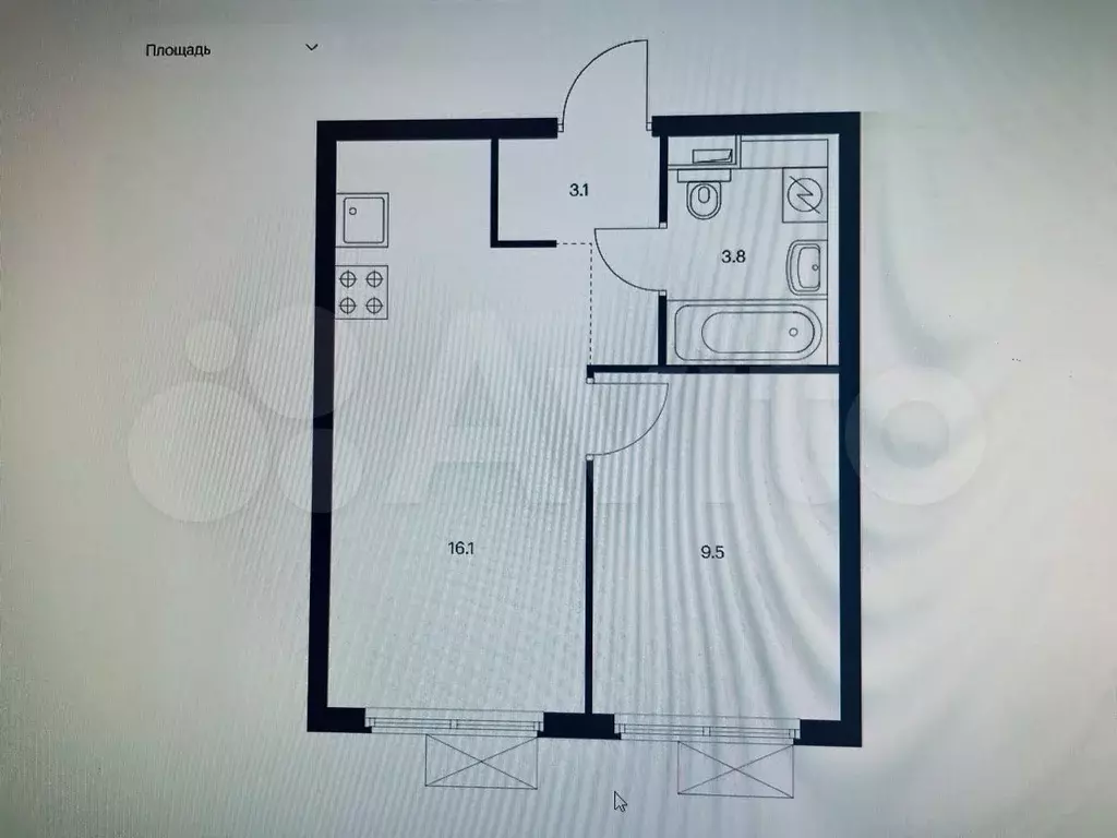 1-к. квартира, 30 м, 6/25 эт. - Фото 0