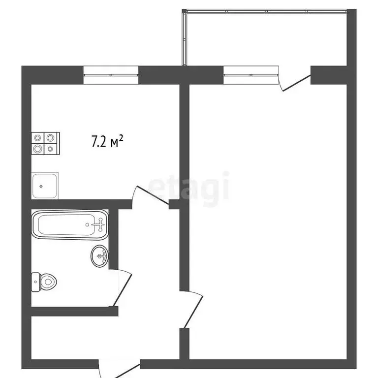 1-комнатная квартира: Барнаул, улица Островского, 34/202 (32.4 м) - Фото 1