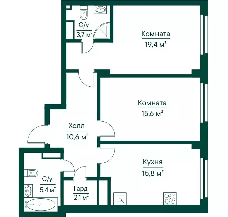 2-комнатная квартира: Самара, Липецкая улица, 1 (77.69 м) - Фото 1
