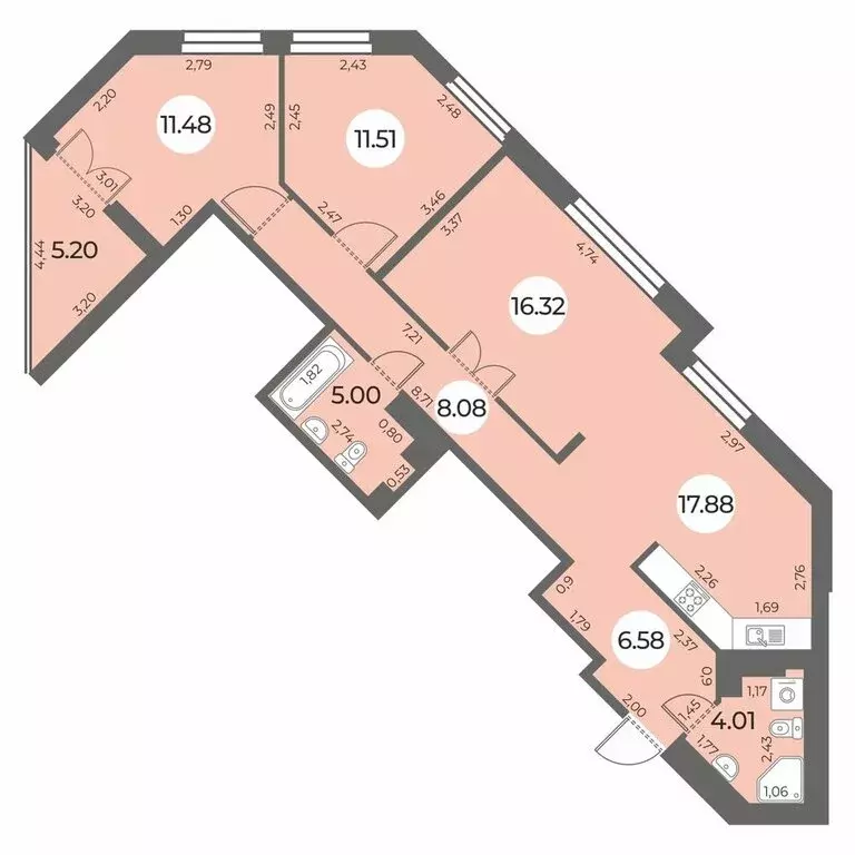 3-комнатная квартира: Санкт-Петербург, улица Маршала Захарова, 6с3 ... - Фото 0