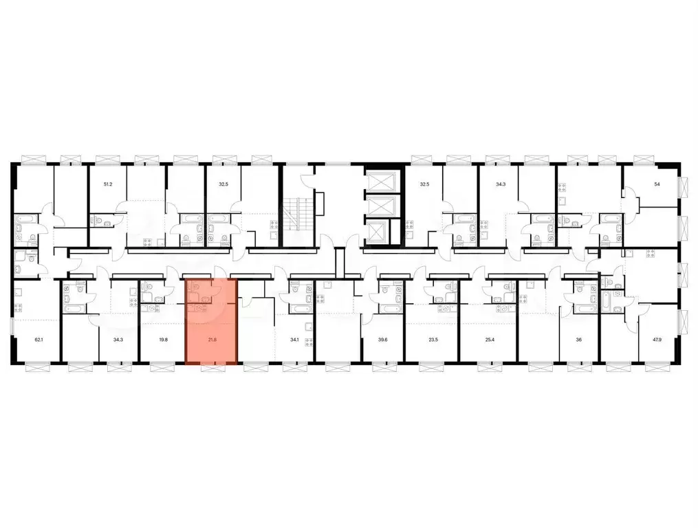 Квартира-студия, 21,8 м, 22/25 эт. - Фото 1