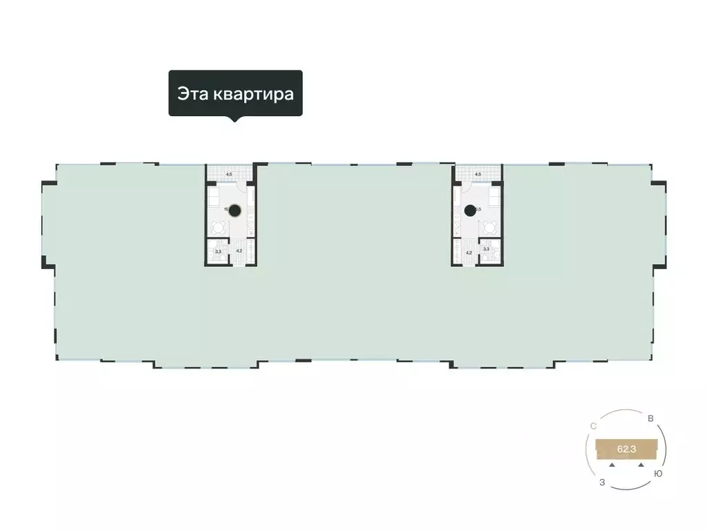 Студия Тюменская область, Тюмень ул. Игоря Комиссарова, 4 (25.24 м) - Фото 1