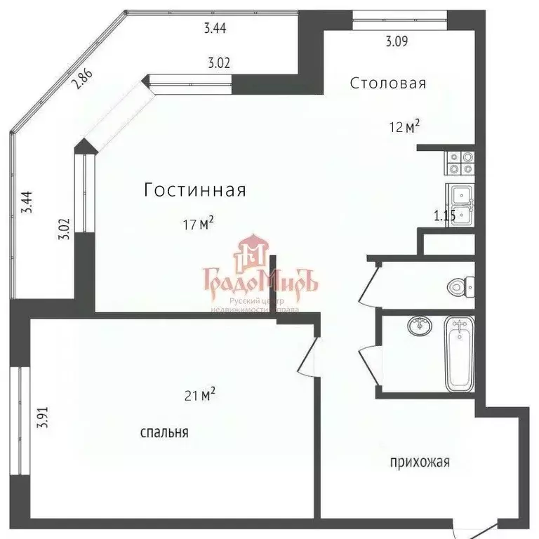 Квартира, 2 комнаты, 77 м - Фото 1