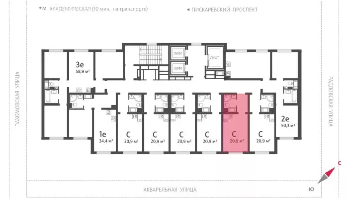 Квартира-студия: Санкт-Петербург, Пахомовская улица, 14к2 (20.9 м) - Фото 1