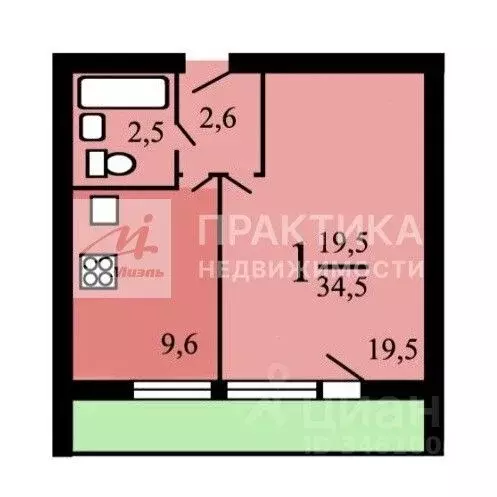 1-к кв. Москва Харьковская ул., 3К8 (34.4 м) - Фото 1