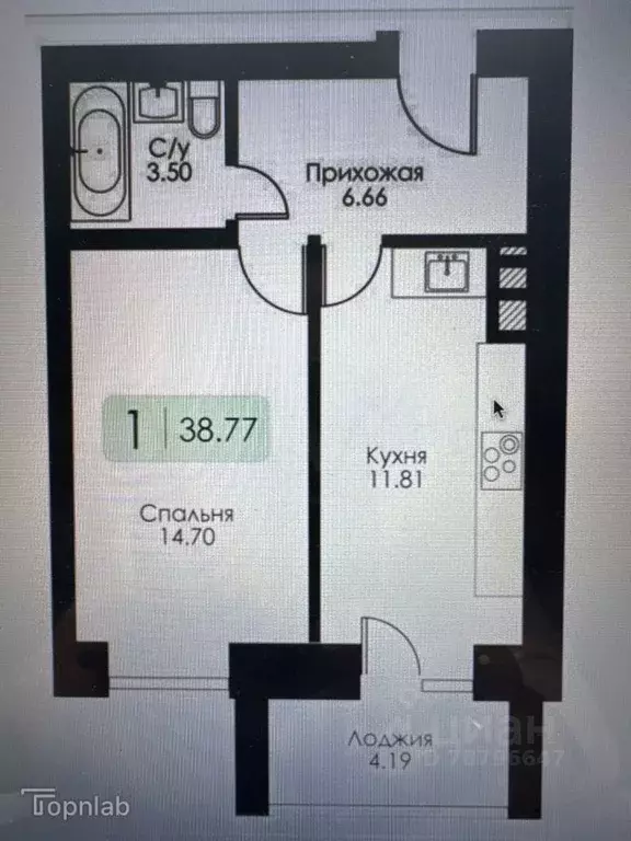 1-к кв. Смоленская область, Смоленск проезд Ипподромный, 36 (38.8 м) - Фото 2