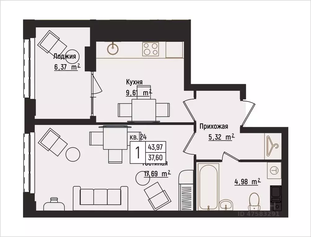 1-к кв. Нижегородская область, Нижний Новгород Литературная ул., 5 ... - Фото 1