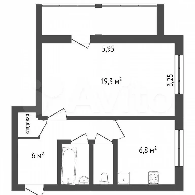 1-к. квартира, 35,9 м, 5/5 эт. - Фото 0