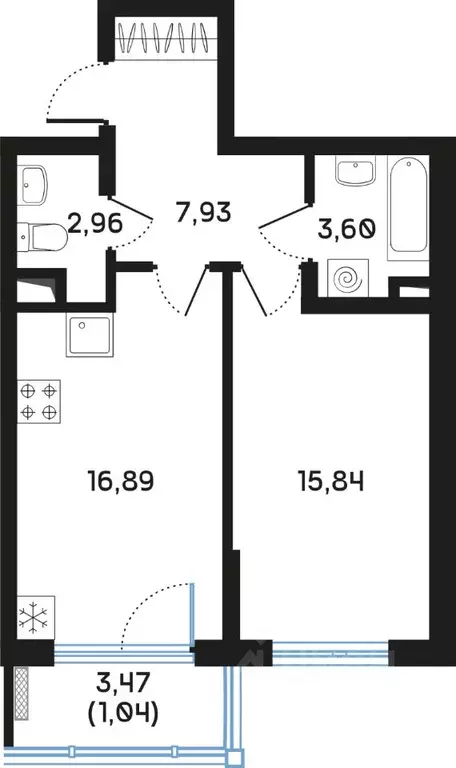 1-к кв. Санкт-Петербург 7-я Васильевского острова линия, 84 (48.63 м) - Фото 1