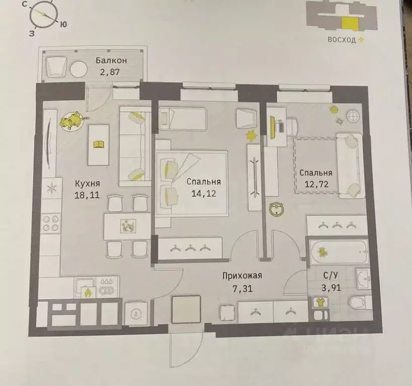 3-к кв. Тульская область, Тула Петровский квартал мкр, ул. Летчика ... - Фото 1