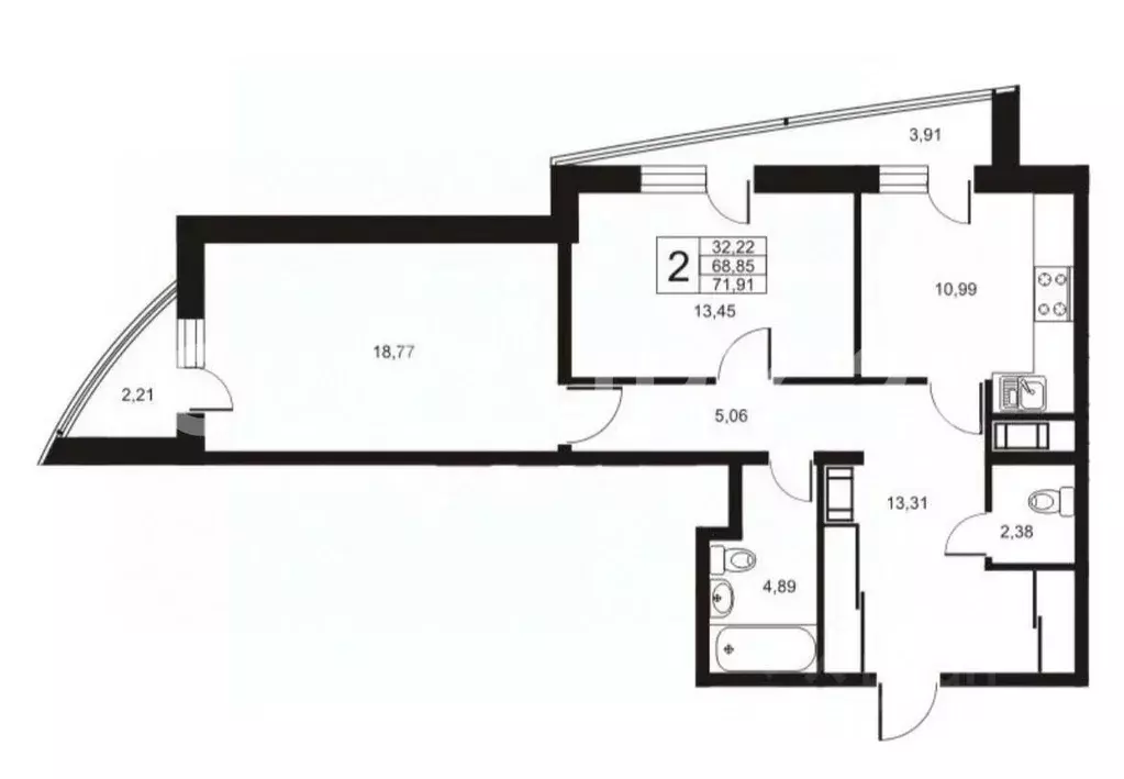 2-к кв. Санкт-Петербург ул. Катерников, 5к1 (72.0 м) - Фото 2