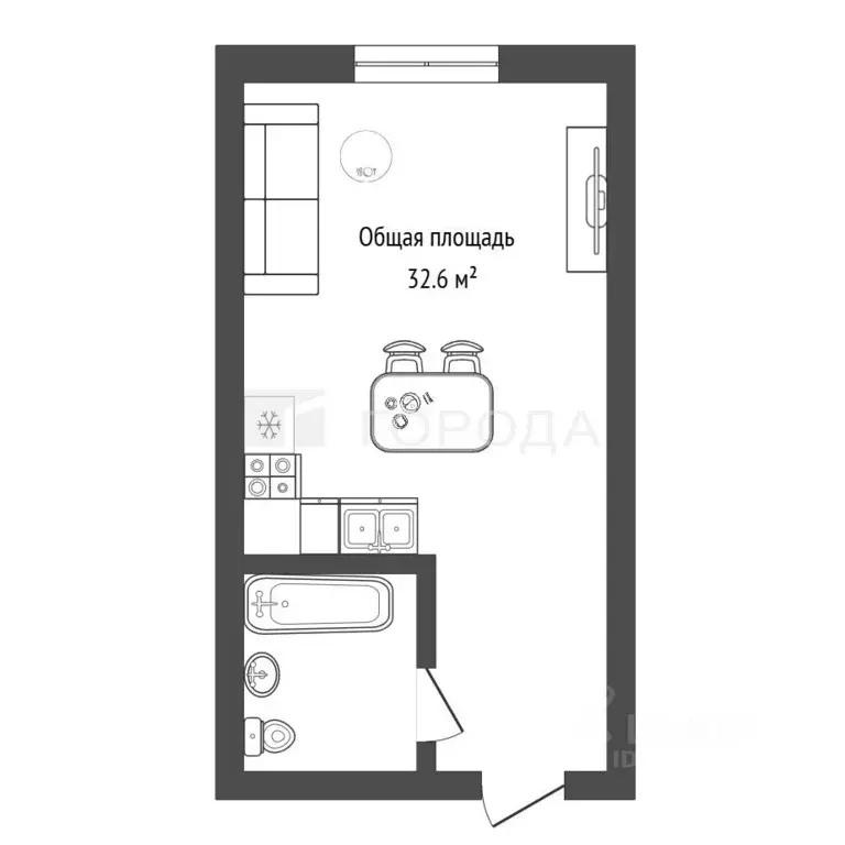 Студия Новосибирская область, Новосибирск ул. В. Высоцкого, 41/4 (32.6 ... - Фото 2