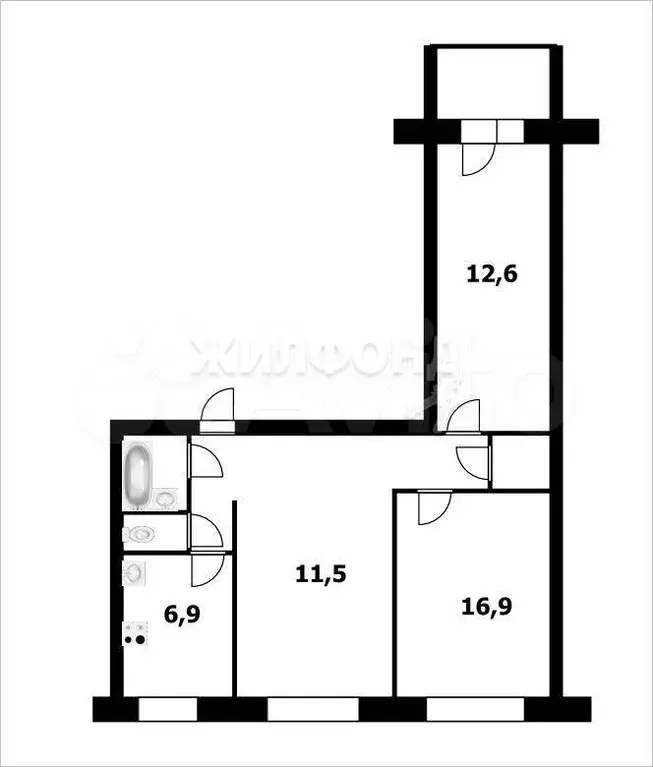 3-к. квартира, 59 м, 1/9 эт. - Фото 0