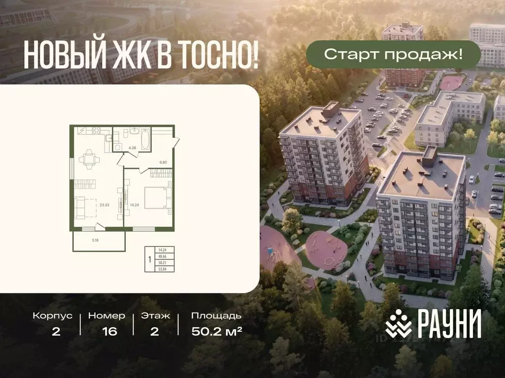 1-к кв. Ленинградская область, Тосно г. Тосненский район, Тосненское ... - Фото 1