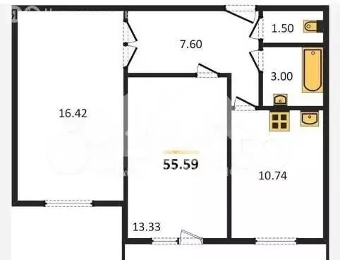2-комнатная квартира: Новосибирск, улица Юности, 9 (55.6 м) - Фото 1