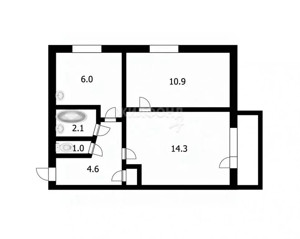 2-к кв. Кемеровская область, Таштагол ул. Ленина, 19 (39.3 м) - Фото 1