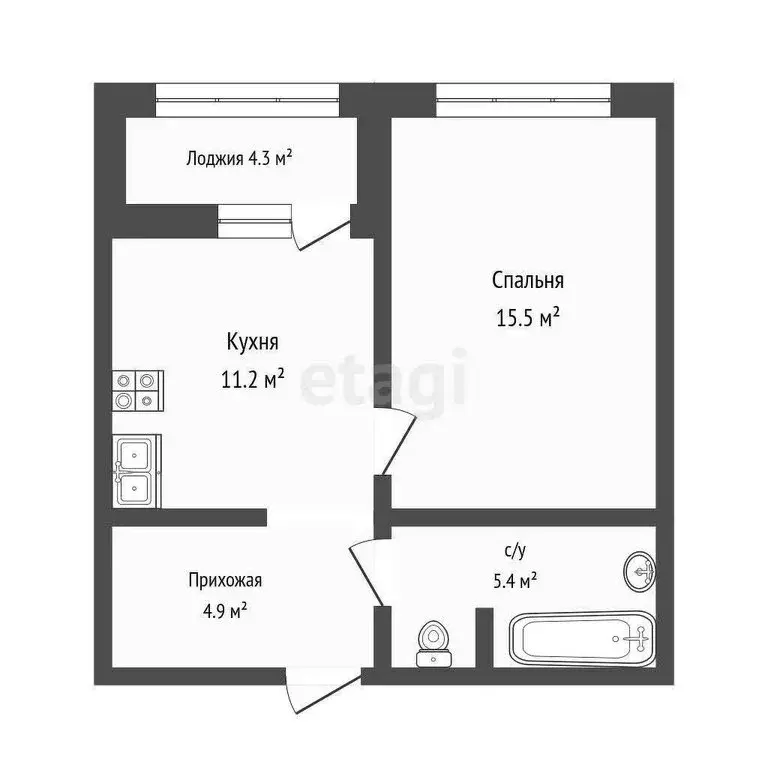1-комнатная квартира: Тюмень, улица Эльвиры Федоровой, 1 (36.7 м) - Фото 0