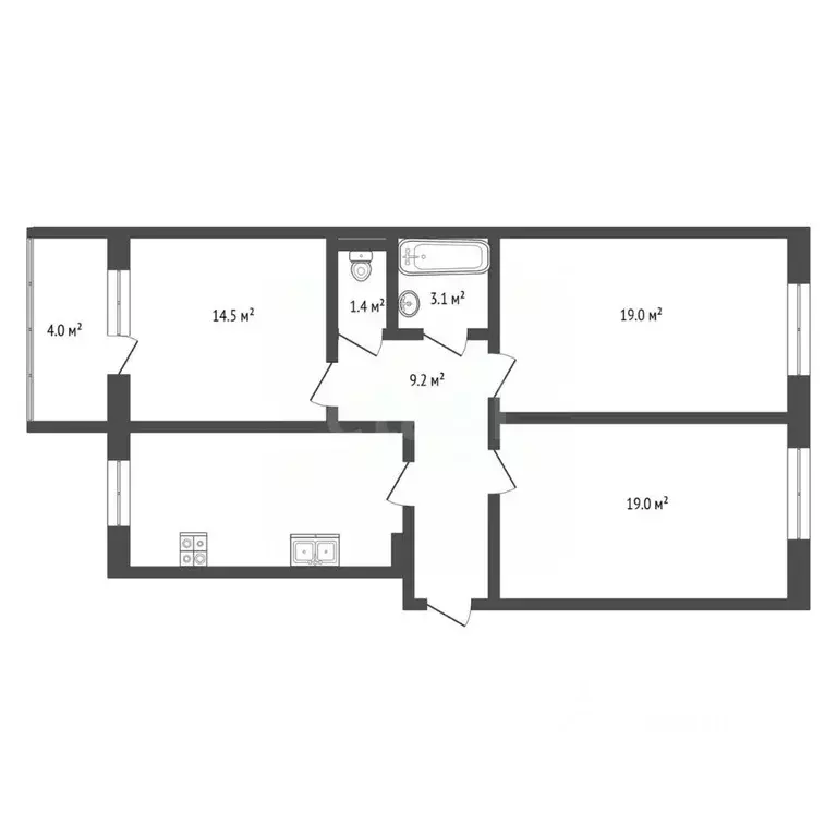3-к кв. Мордовия, Саранск ул. Сураева-Королева, 1 (83.6 м) - Фото 2