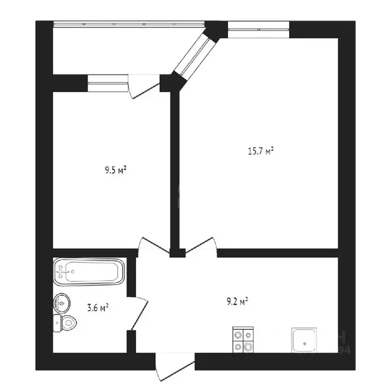 2-к кв. Тюменская область, Тюмень ул. Мельникайте, 144 (38.0 м) - Фото 1