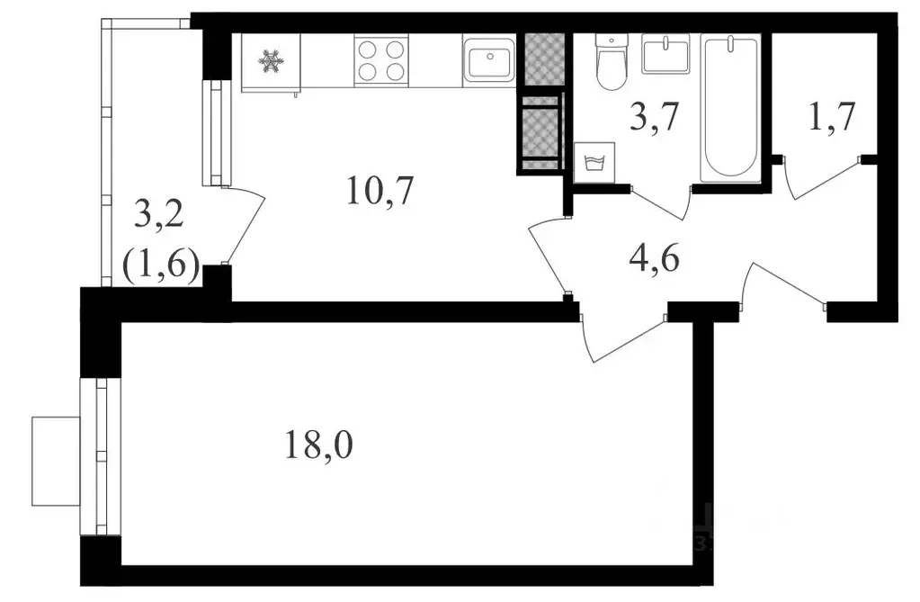 1-к кв. Москва ул. Берзарина, 32 (41.2 м) - Фото 1