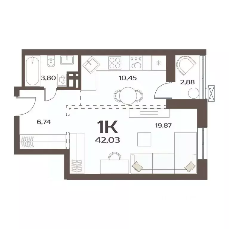 1-к кв. Приморский край, Владивосток ул. Слуцкого, 5А (42.03 м) - Фото 1