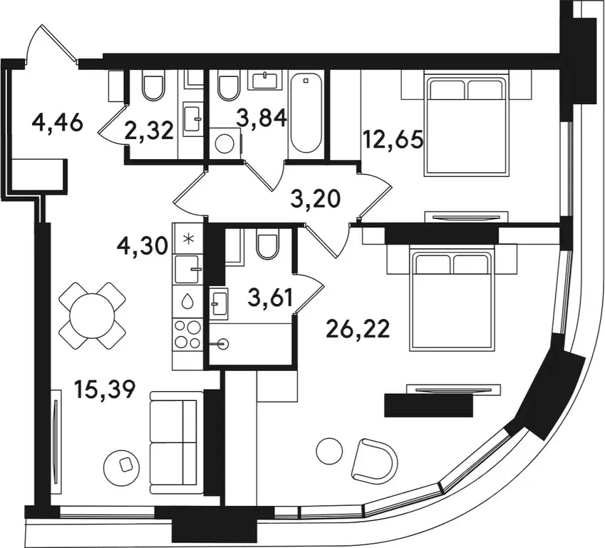 2-к кв. Москва ул. Сокольнический Вал, 2АС1 (75.99 м) - Фото 0