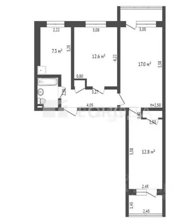 3-к кв. Кемеровская область, Новокузнецк ул. Кирова, 77 (59.9 м) - Фото 1