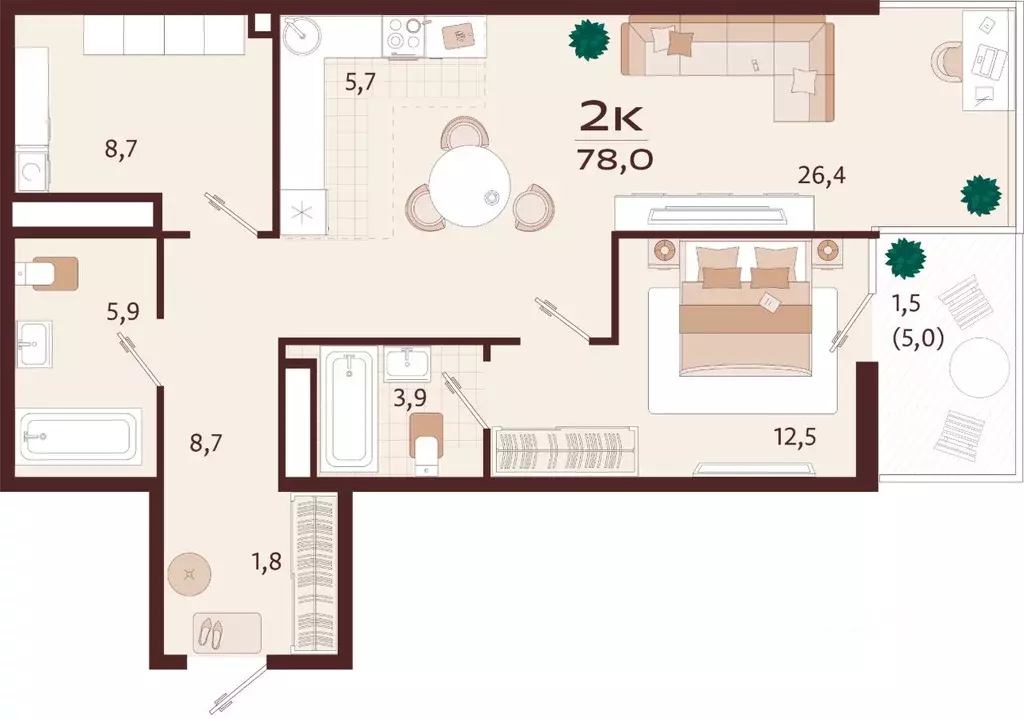 2-к кв. Крым, Ялта ул. Спендиарова, 5 (78.0 м) - Фото 1