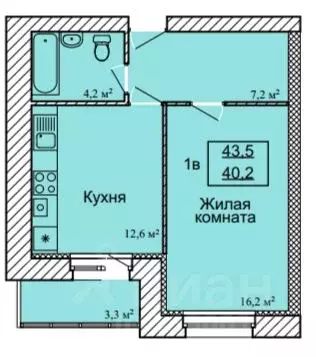 1-к кв. Тамбовская область, Тамбов ул. Имени С.И. Савостьянова, 3 ... - Фото 0