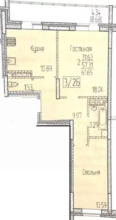 2-к кв. Татарстан, Казань ул. Рауиса Гареева, 102к1 (56.9 м) - Фото 1