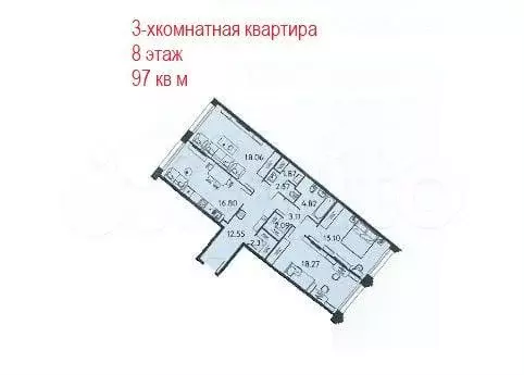 3-к. квартира, 97 м, 8/10 эт. - Фото 0