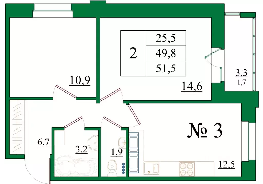 2-к кв. Ленинградская область, Гатчина Красносельское ш., 4Ак1 (51.5 ... - Фото 0