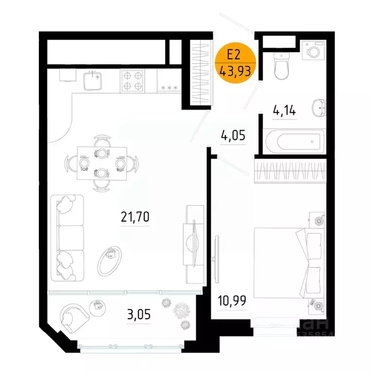1-к кв. Рязанская область, Рязань ул. Земнухова (43.93 м) - Фото 1