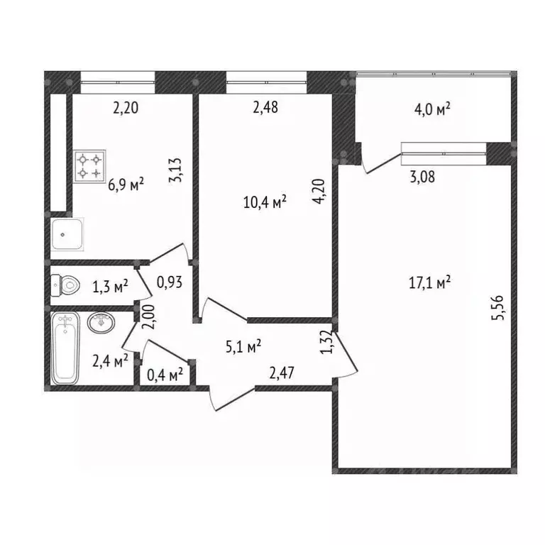 2-к кв. Башкортостан, Уфа Бакалинская ул., 66/4 (43.4 м) - Фото 2