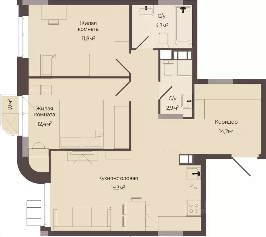 2-к кв. Нижегородская область, Нижний Новгород Соцгород жилрайон, 1-й ... - Фото 1