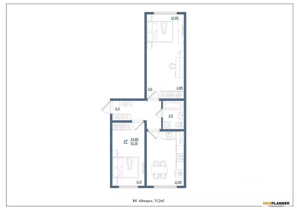 2-к кв. Ярославская область, Ярославль Шандорная ул., 14 (51.2 м) - Фото 2