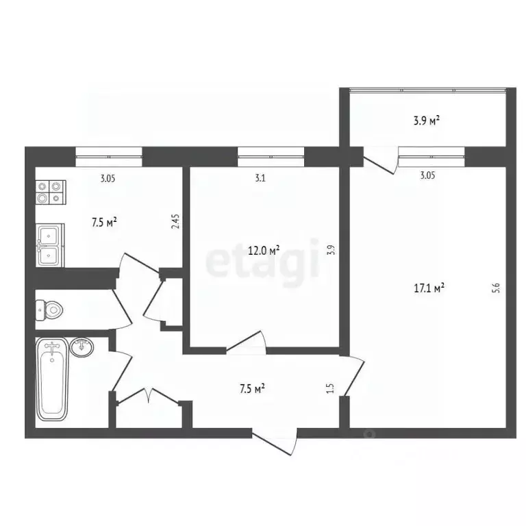 2-к кв. Нижегородская область, Выкса Центральный мкр, 18 (51.2 м) - Фото 2